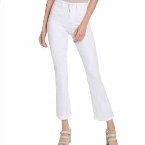 Rag & Bone Crop Flare Raw Hem White Jeans